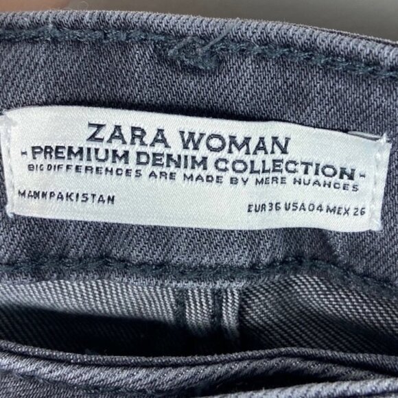 Zara Skinny Jeans Light Grey Size 4‎ Premium Denim Zip Fly Distressing Lyocell - Picture 4 of 13